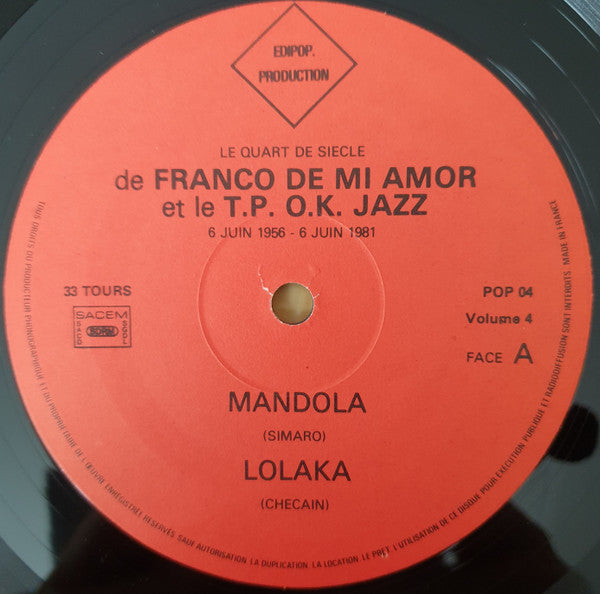 Franco Et Orchestre T.P.O.K. Jazz ~ Keba Na Matraque (Vol. 4) - Mandola (Vinyl) - Djungel & Jazz