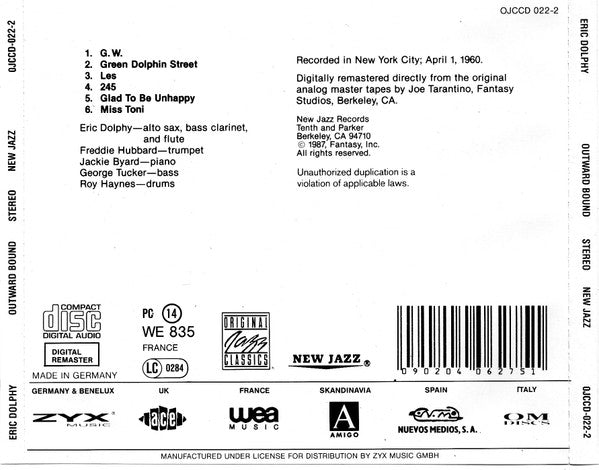 Eric Dolphy Quintet ~ Outward Bound (Vinyl) - Djungel & Jazz