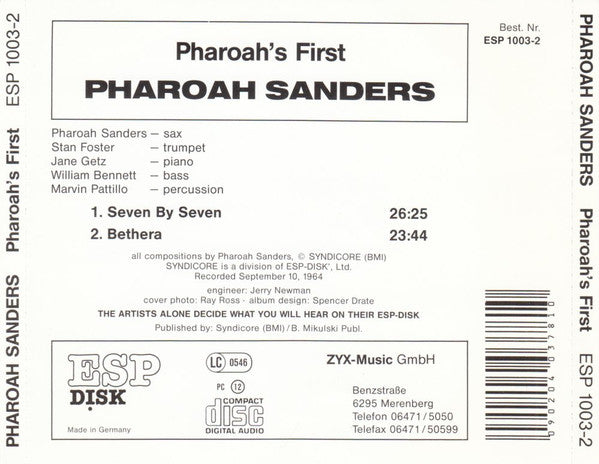 Pharoah Sanders ~ Pharaoh's First (Vinyl) - Djungel & Jazz