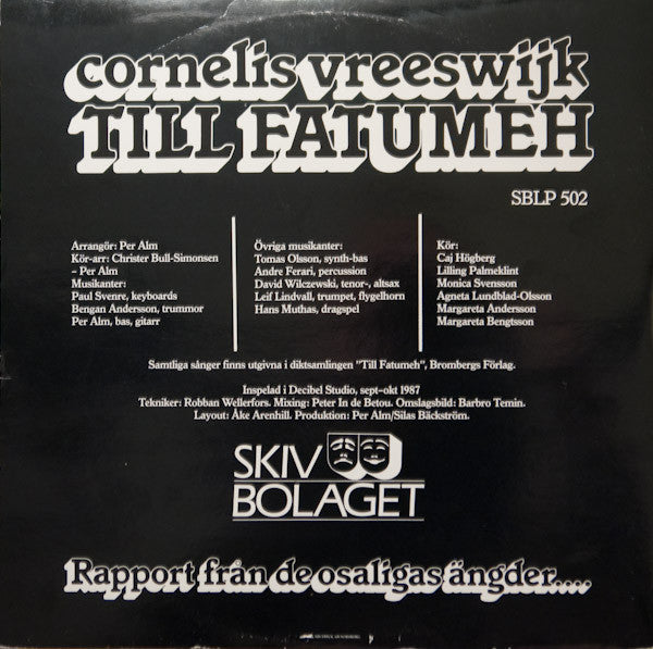 Cornelis Vreeswijk : Till Fatumeh - Rapport Från De Osaligas Ängder.... (LP, Album)