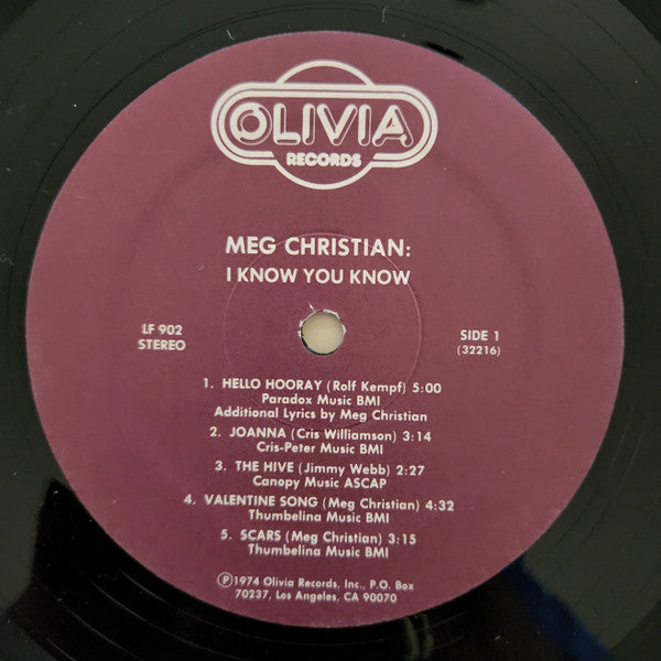 Meg Christian : I Know You Know (LP, Album)