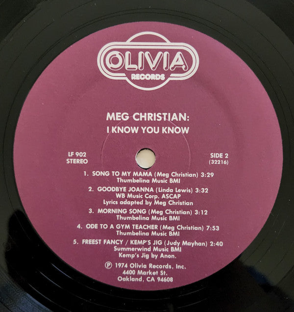 Meg Christian : I Know You Know (LP, Album)