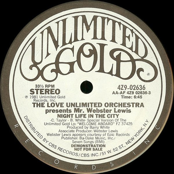 Love Unlimited Orchestra Presents Webster Lewis : Night Life In The City (12", Promo)