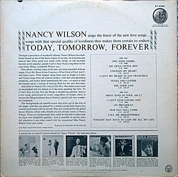 Nancy Wilson ~ Today, Tomorrow, Forever (Vinyl) - Djungel & Jazz