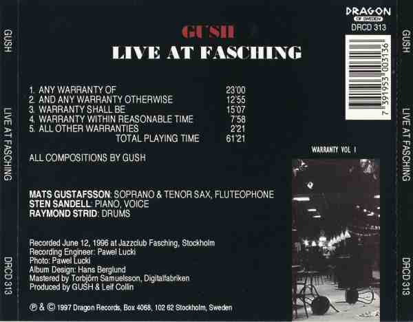 Gush  ~ Live At Fasching (Vinyl) - Djungel & Jazz