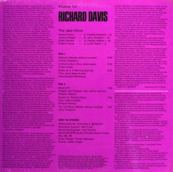 Richard Davis  ~ Muses For Richard Davis (Vinyl) - Djungel & Jazz