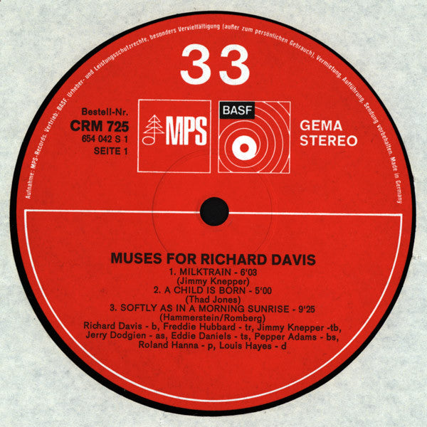 Richard Davis  ~ Muses For Richard Davis (Vinyl) - Djungel & Jazz