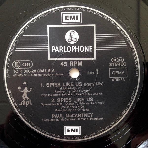 Paul McCartney ~ Spies Like Us (Party Mix) (Vinyl) - Djungel & Jazz