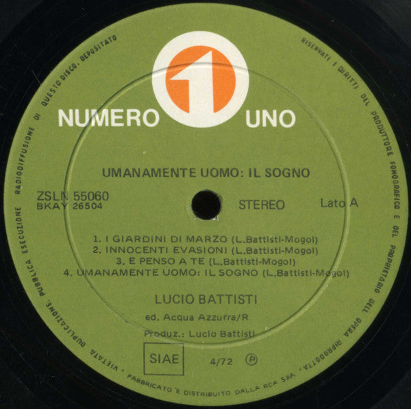 Lucio Battisti ~ Umanamente Uomo: Il Sogno. (Vinyl) - Djungel & Jazz