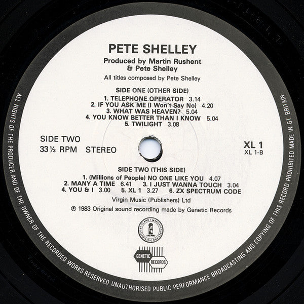 Pete Shelley ~ XL·1 (Vinyl) - Djungel & Jazz