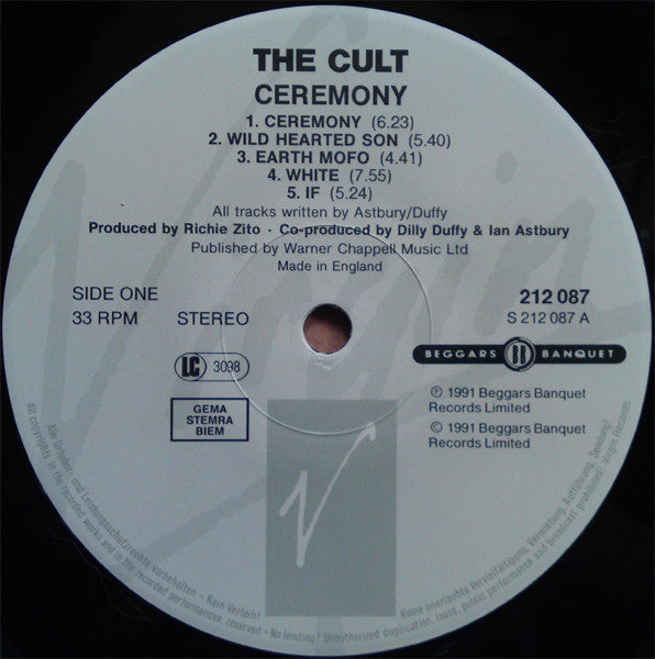 The Cult : Ceremony (LP, Album)