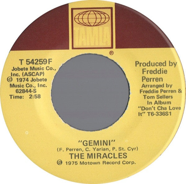 The Miracles : Gemini / You Are Love  (7")