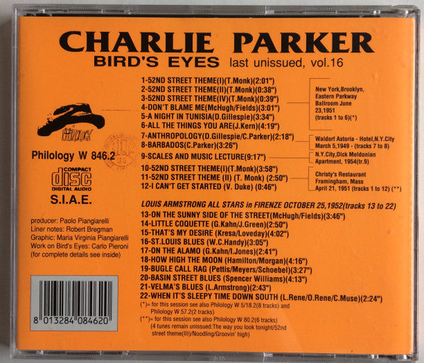 Charlie Parker / Louis Armstrong All Stars* : Bird's Eyes: Last Unissued, Vol. 16 (CD, Comp)