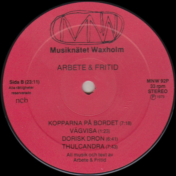 Arbete & Fritid ~ Håll Andan (Vinyl) - Djungel & Jazz