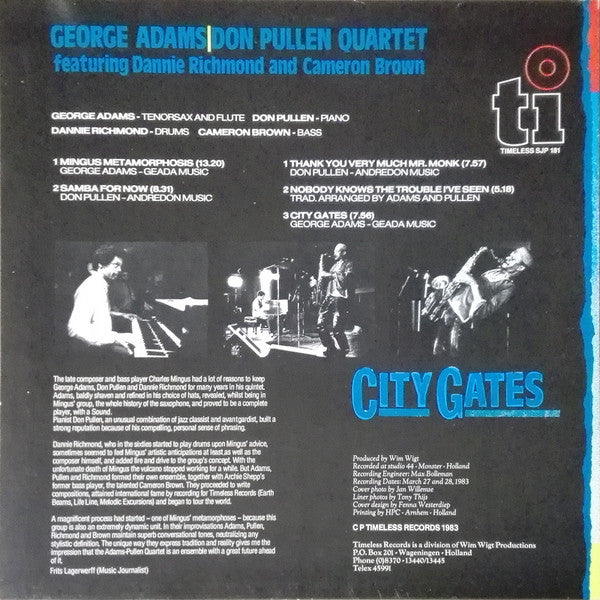 George Adams|Don Pullen Quartet ~ City Gates (Vinyl) - Djungel & Jazz