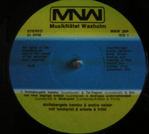 Rolf Lundqvist Å Arbete Och Fritid ~ Slottsbergets Hambo Å Andra Valser (Vinyl) - Djungel & Jazz