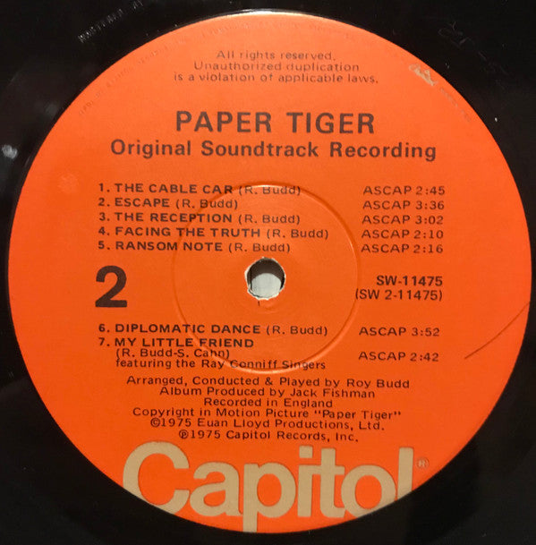 Roy Budd ~ Paper Tiger (Original Motion Picture Soundtrack) (Vinyl) - Djungel & Jazz