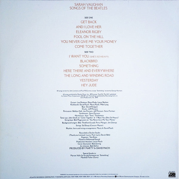 Sarah Vaughan ~ Songs Of The Beatles (Vinyl) - Djungel & Jazz