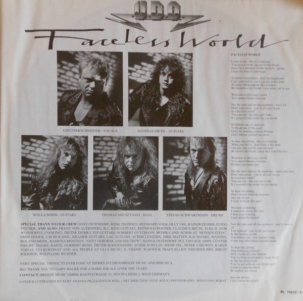 U.D.O.  ~ Faceless World (Vinyl) - Djungel & Jazz