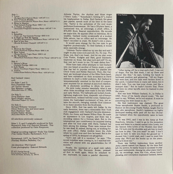 Red Garland ~ Rediscovered Masters (Vinyl) - Djungel & Jazz