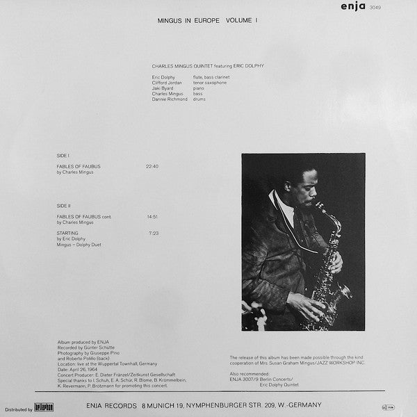 The Charles Mingus Quintet ~ Mingus In Europe Volume I (Vinyl) - Djungel & Jazz