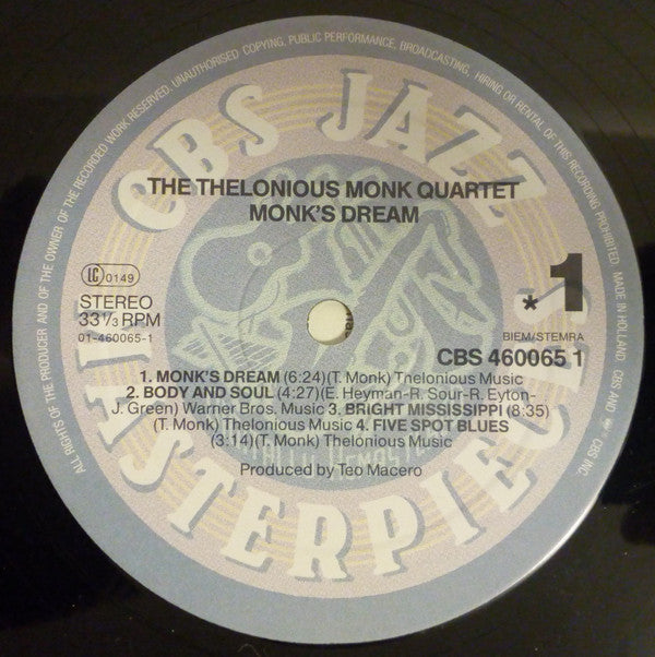 The Thelonious Monk Quartet ~ Monk's Dream (Vinyl) - Djungel & Jazz