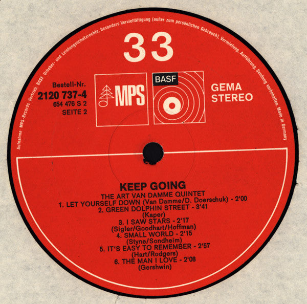 The Art Van Damme Quintet ~ Keep Going (Vinyl) - Djungel & Jazz