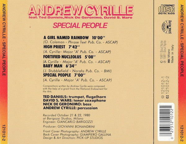 Andrew Cyrille ~ Special People (Vinyl) - Djungel & Jazz