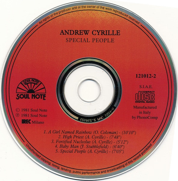 Andrew Cyrille ~ Special People (Vinyl) - Djungel & Jazz