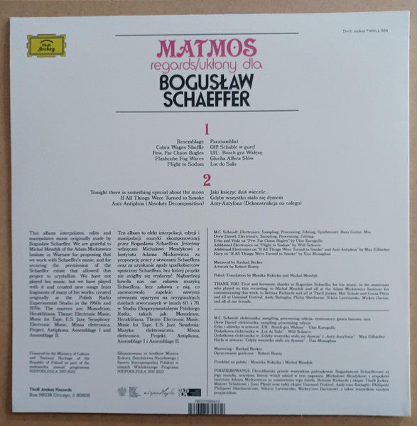 Matmos ~ Regards/Ukłony Dla Bogusław Schaeffer (Vinyl) - Djungel & Jazz