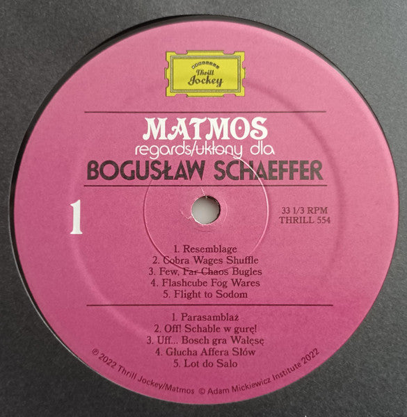 Matmos ~ Regards/Ukłony Dla Bogusław Schaeffer (Vinyl) - Djungel & Jazz