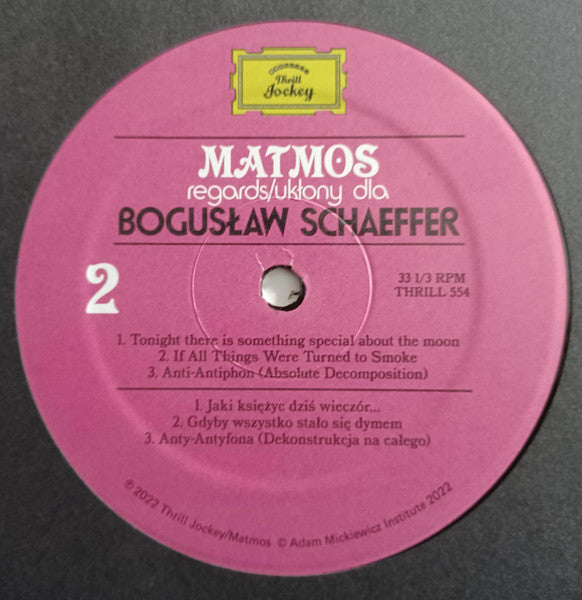 Matmos ~ Regards/Ukłony Dla Bogusław Schaeffer (Vinyl) - Djungel & Jazz