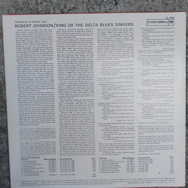 Robert Johnson : King Of The Delta Blues Singers (LP, Comp, Mono, RE)