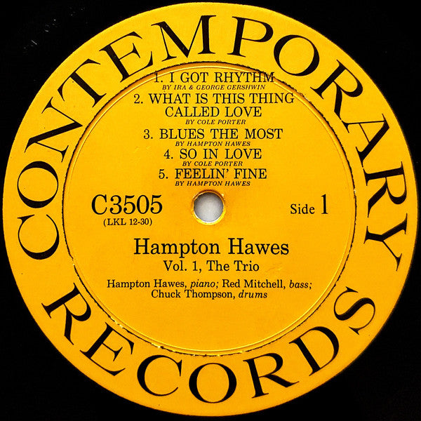 Hampton Hawes Trio ~ Hampton Hawes Vol. 1: The Trio (Vinyl) - Djungel & Jazz