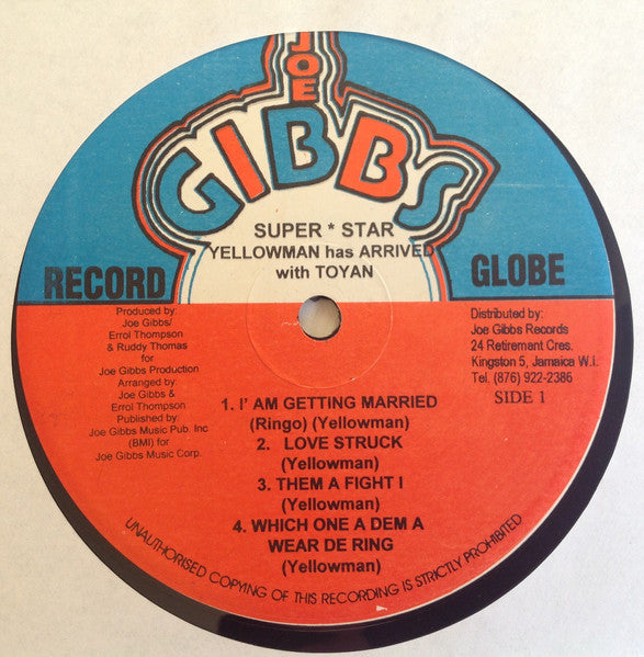 Yellowman & Toyan : Super Star Yellowman Has Arrived With Toyan (LP, Album, RP)