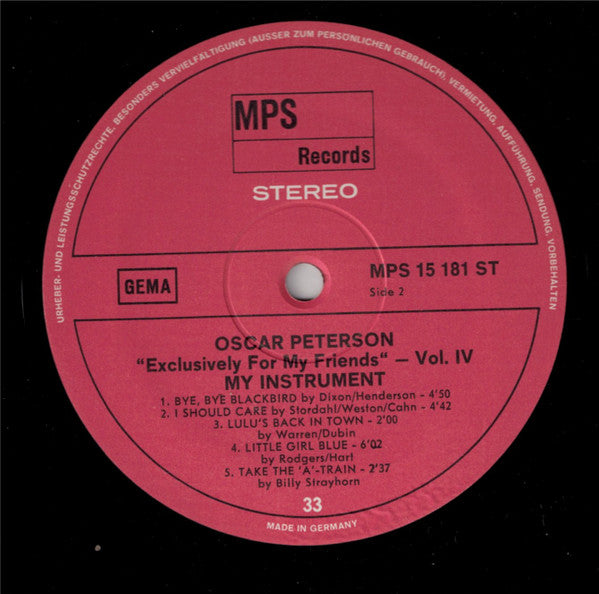 Oscar Peterson ~ My Favorite Instrument (Vinyl) - Djungel & Jazz