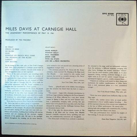 Miles Davis ~ Miles Davis At Carnegie Hall (Vinyl) - Djungel & Jazz