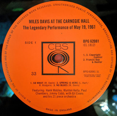 Miles Davis ~ Miles Davis At Carnegie Hall (Vinyl) - Djungel & Jazz
