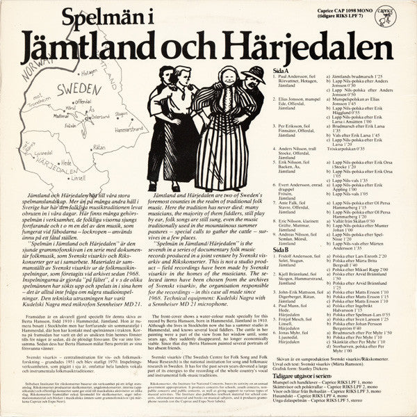 Various ~ Spelmän I Jämtland Och Härjedalen (Vinyl) - Djungel & Jazz