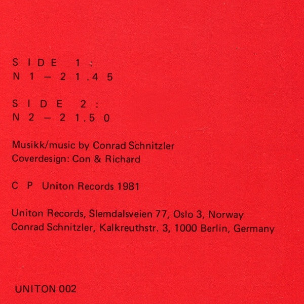 Conrad Schnitzler ~ Conal (Vinyl) - Djungel & Jazz