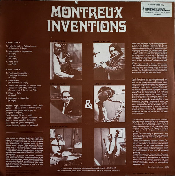 Pege Trio - Aladár Pege / Béla Szakcsi Lakatos / Géza Lakatos & Mihály Ráduly / János Németh / Szabóky Márta : Montreux Inventions (LP, Album, Yel)