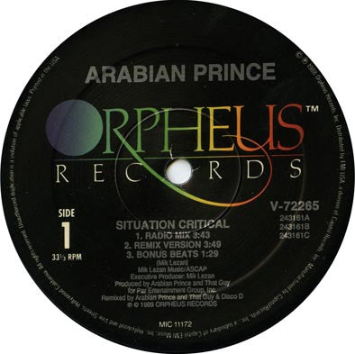 Arabian Prince* : Situation Critical (12", Single)