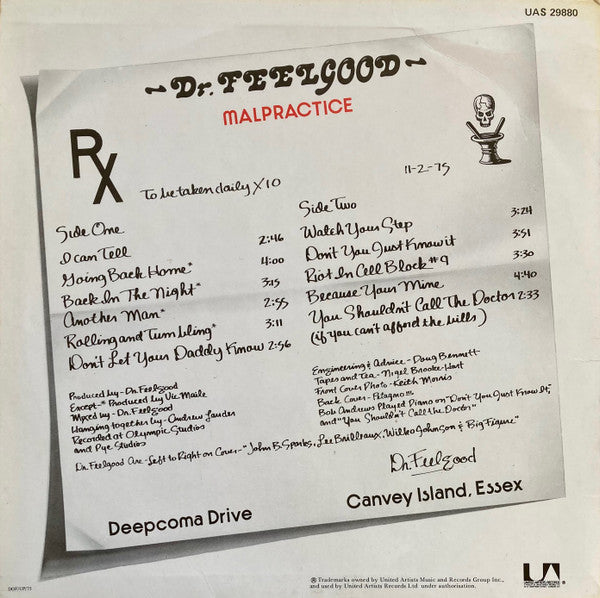 Dr. Feelgood ~ Malpractice (Vinyl) - Djungel & Jazz