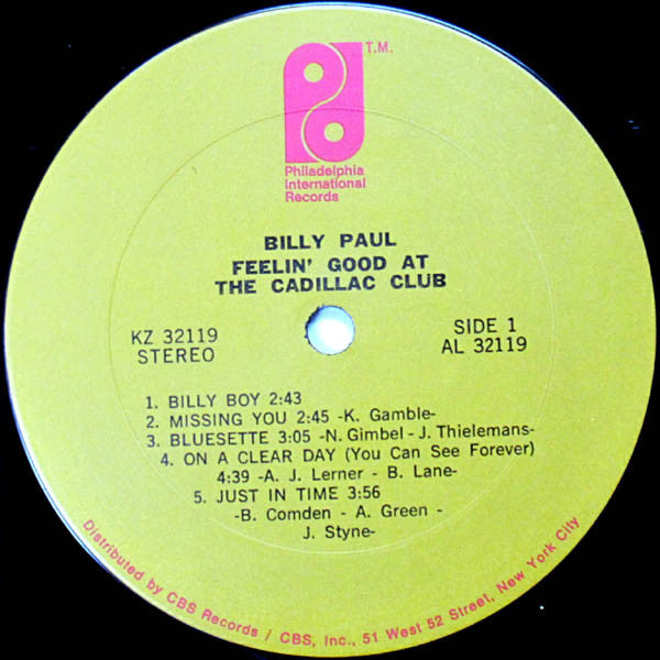 Billy Paul ~ Feelin' Good At The Cadillac Club (Vinyl) - Djungel & Jazz