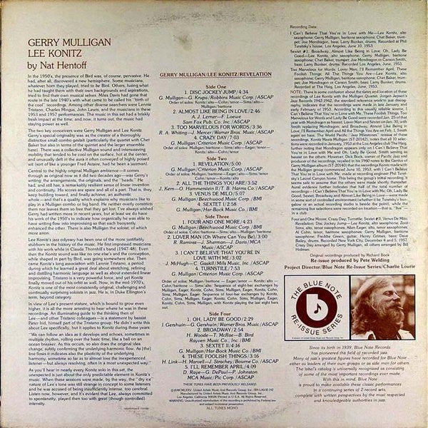 Gerry Mulligan / Lee Konitz ~ Revelation (Vinyl) - Djungel & Jazz