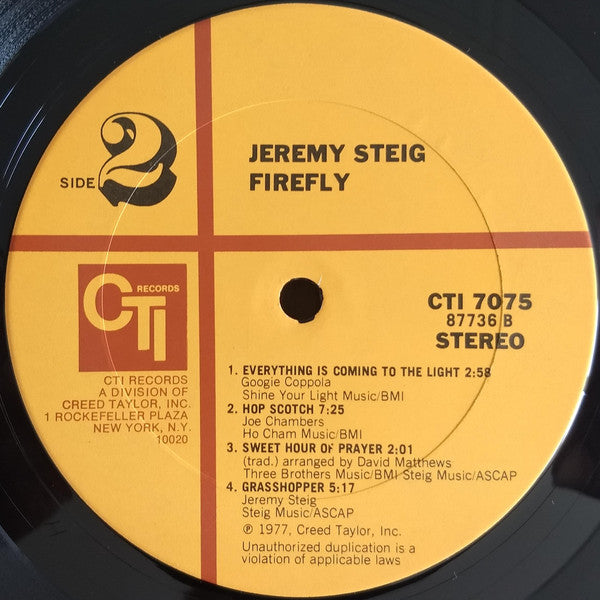 Jeremy Steig : Firefly (LP, Album, Gat)