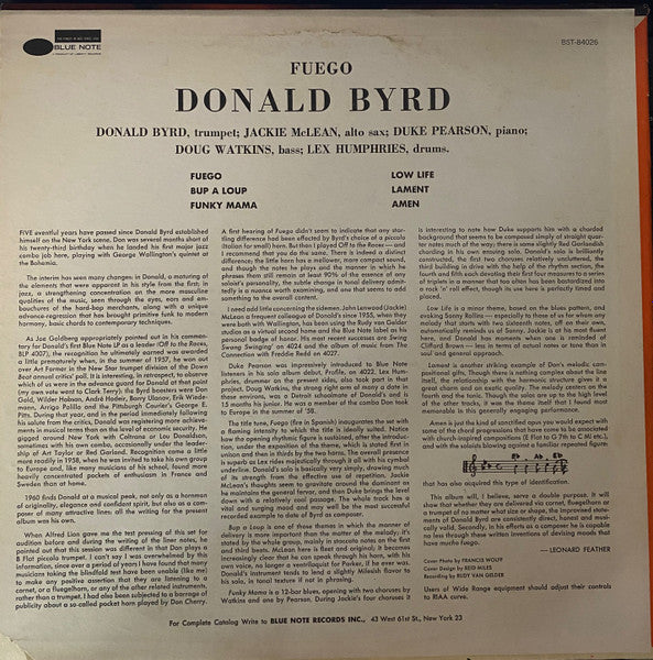 Donald Byrd ~ Fuego (Vinyl) - Djungel & Jazz