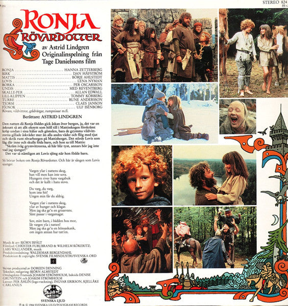 Astrid Lindgren : Ronja Rövardotter (LP)