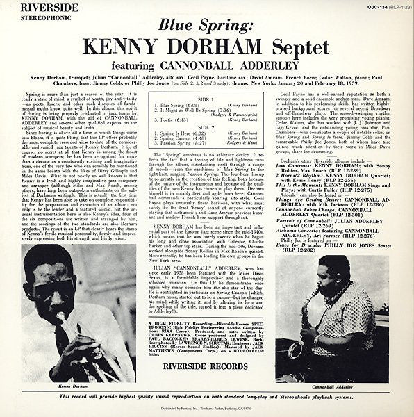 Kenny Dorham Septet Featuring Cannonball Adderley ~ Blue Spring (Vinyl) - Djungel & Jazz