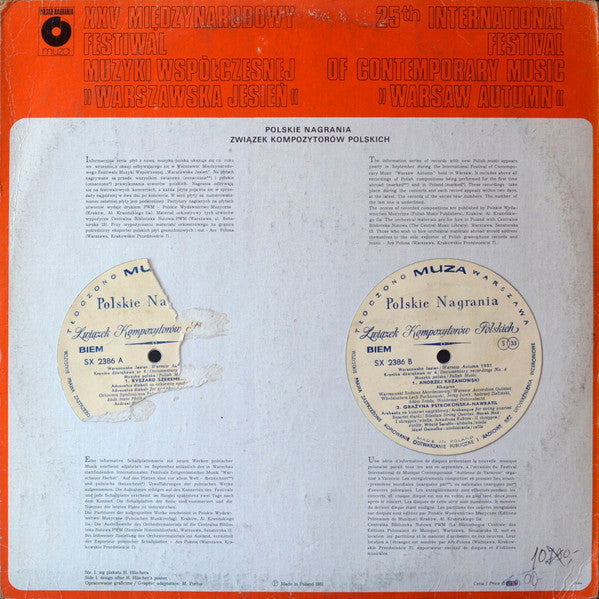 Various ~ Warszawska Jesień / Warsaw Autumn 1981 Kronika Dźwiękowa Nr 4 / Documentary Recordings No.4 Muzyka Polska / Polish Music (Vinyl) - Djungel & Jazz